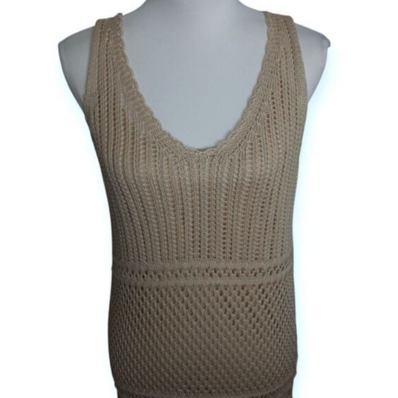 Anthropology Solitaire Cream/Tan Crochet Maxi Dress Sz.L EUC. - Picture 3 of 11